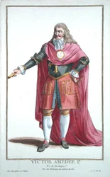 Victor-Amédée II (1666-1732), tiré du « Recueil des Estampes, représentant les Rangs et les Dignités, suivant le Costume de toutes les Nations existantes », publié en 1780