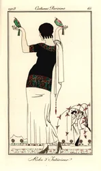 Femme en haut à manches courtes et jupe blanche