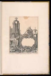 Cartouche entouré de fontaines