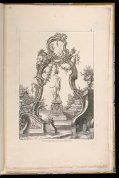 Cartouche et fontaine avec Vénus et Amour