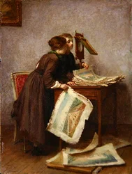 Enfants regardant des gravures, c.1870