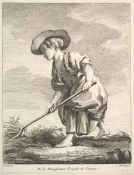 Petite fille faisant des travaux agricoles, du Premier Livre de Figures d