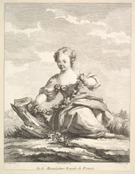 Petite fille tenant une guirlande de fleurs, de Deuxième Livre de Figures d