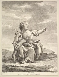 Petite fille jouant avec un chien, du Deuxième Livre de Figures d