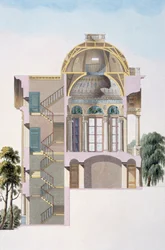 Coupe transversale du pavillon de Hingene, près d
