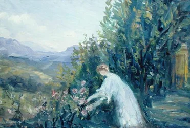 Femme dans un jardin