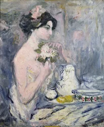 Femme avec un bouquet