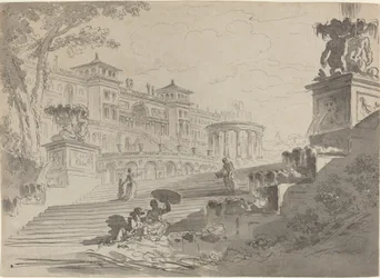 Fantaisie sur la Villa Médicis avec fontaines