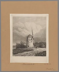 Vue du moulin de pierre ou moulin de Rembrandt à Koudekerk aan den Rijn