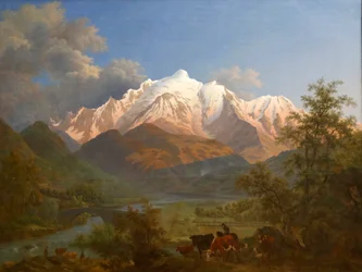 Vue du Mont-Blanc depuis Sallanches au crépuscule