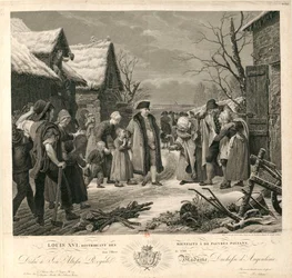 Louis XVI distribuant des aumônes aux pauvres paysans en hiver 1788, vers 1817