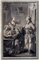 Une femme avare, galant Croc - dans « Contes et nouvelles en vers » de Jean La Fontaine. 1776. Illustration de P.P. Choffard.