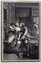 Les Remis - dans « Contes et nouvelles en vers » par Jean de La Fontaine. 1776. Illustration par P.P. Choffard.