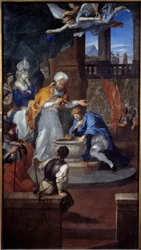 Baptême de Clovis à Reims le 25 décembre 496. Peinture de Pierre Puget (1620 - 1694)