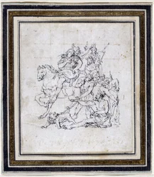 Dessin préparatoire de Pierre Puget pour « Alexandre et Diogène »