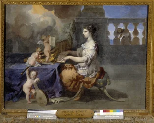 Sainte Cécile jouant du clavecin pour convertir son mari au catholicisme. Sainte Cécile est la patronne des musiciens