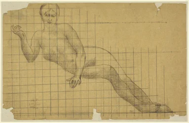 Nu féminin allongé, étude inversée pour une figure de l