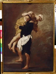 Deux personnages. Peinture de Pierre Subleyras (1699-1749). Huile sur toile, 66 x 49 cm, vers 1736. Art français du 18e siècle. Musée des Beaux-Arts Pouchkine, Moscou.