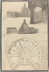 Plan et trois vues d