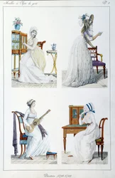 Portraits de femmes de la période du Directoire engagées dans diverses activités artistiques et sociales