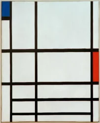 Composition en rouge, bleu et blanc : II