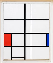 Composition en blanc, rouge et bleu