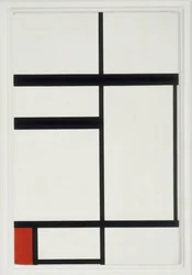 Composition avec rouge, noir et blanc