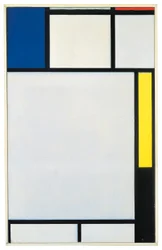 Composition avec bleu, rouge, jaune et noir