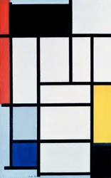Composition avec rouge, jaune et bleu