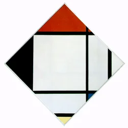 Composition en losange en rouge, noir, bleu et jaune, 1925