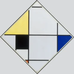 Composition en losanges avec jaune, noir, bleu, rouge et gris, 1921