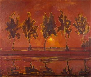 Arbres sur le Gein avec lune montante, 1907
