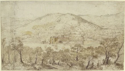 Paysage de collines du sud avec des bâtiments conventuels