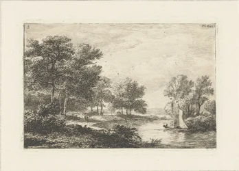 Paysage fluvial avec voilier