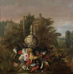 Gibier mort et fleurs