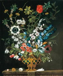 Février, des Douze Mois de Fleurs, un calendrier floral de natures mortes