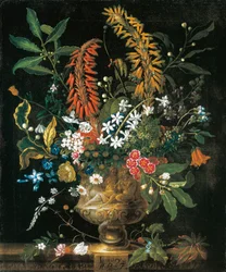 Janvier, des Douze Mois de Fleurs, un calendrier floral de natures mortes