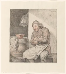 Homme assis, endormi