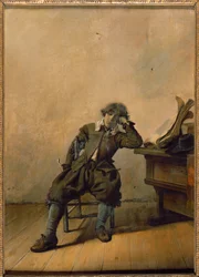 Le premier tuyau (huile sur bois)