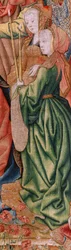 Tapisserie flamande. Série Épisodes de la vie de la Vierge; Présentation au Temple. Deuxième tapisserie de la série. Modèles attribués à Jan van Roome (ou van Brussel). Manufacture Pieter van Aelst, Bruxelles. Ca 1502-1504.