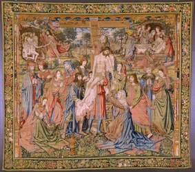 Tapisserie flamande. Série La Passion du Christ : Descente de croix. Manufacture Pieter van Aelst. Dessinateur Jan van Roome. Vers 1507-1520