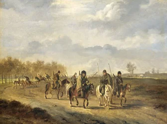 Cosaques sur une route de campagne près de Bergen en Hollande du Nord, 1813
