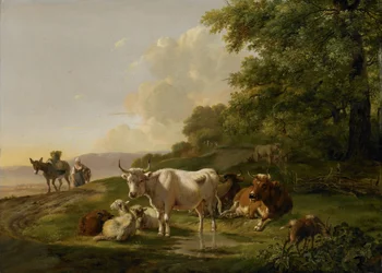 Paysage avec bétail