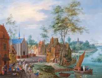Un village flamand avec vue sur la rivière