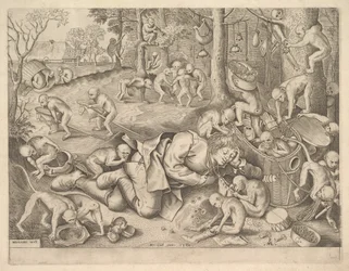 Le marchand volé par des singes, 1562