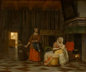 Femme et Enfant avec Servante