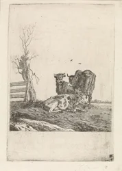 Paysage avec trois vaches