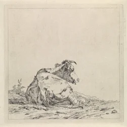 Paysage avec vache couchée