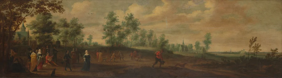 Paysage avec un couple dansant