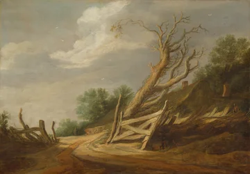 Paysage avec portail ouvert